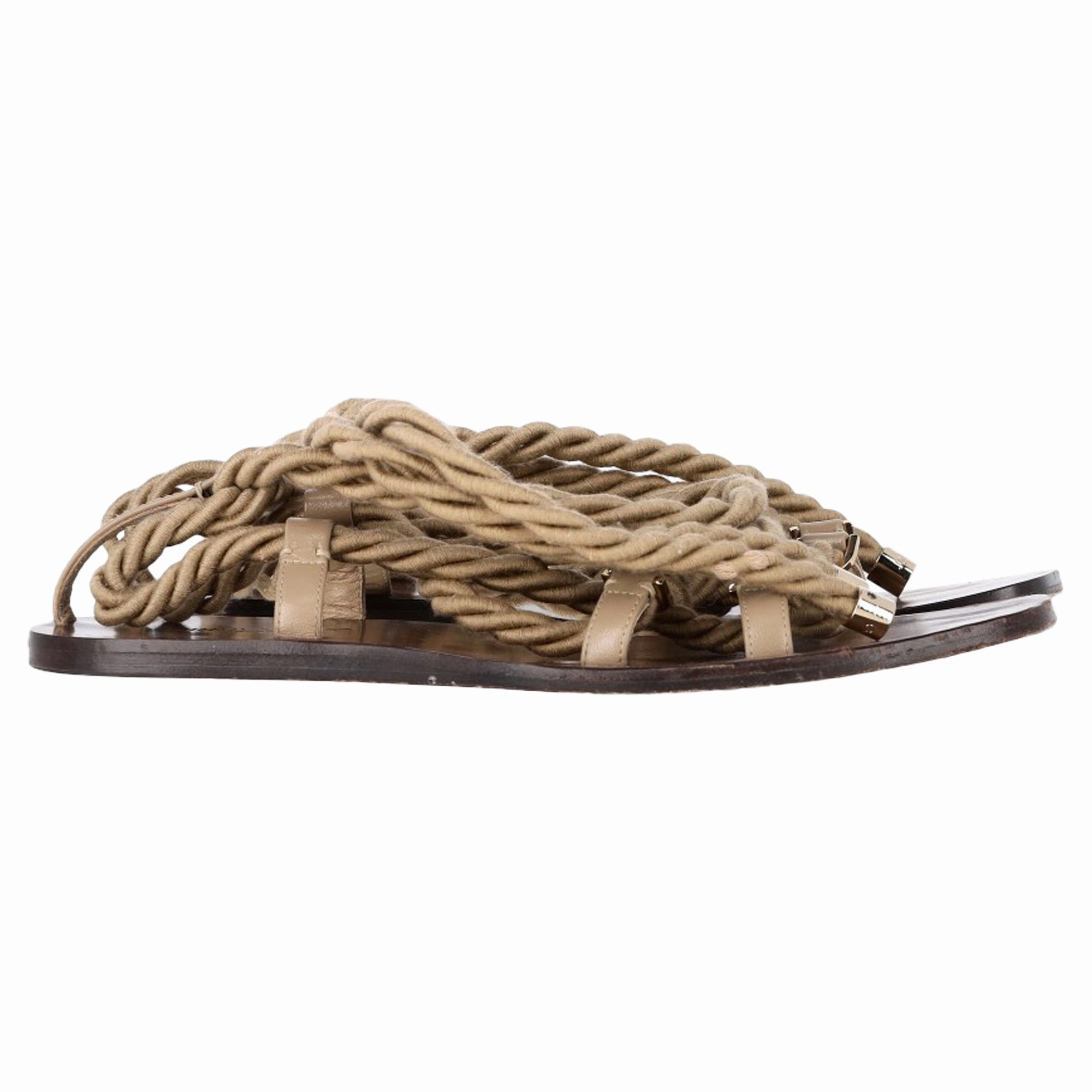 Jimmy Choo Aziza Rope Sandals in Beige Rope and Leather Womens Sandals discount online