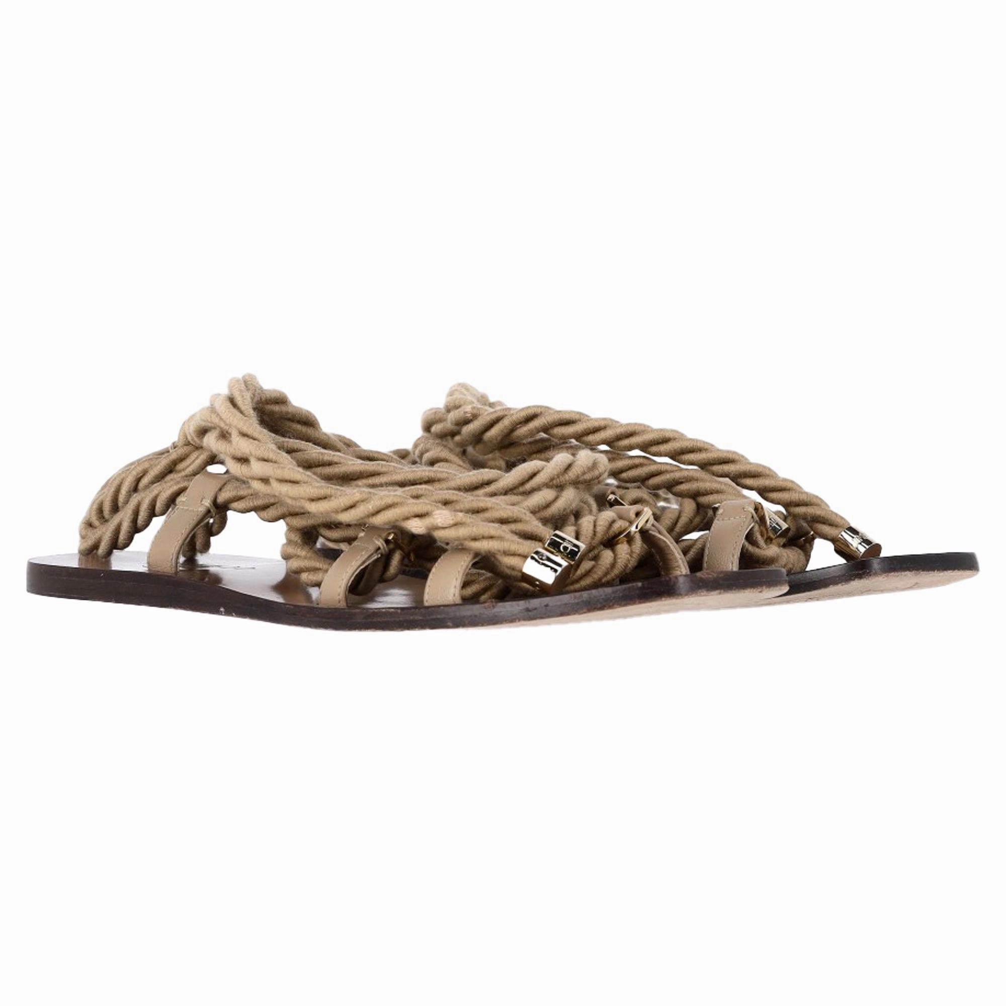 Jimmy Choo Aziza Rope Sandals in Beige Rope and Leather