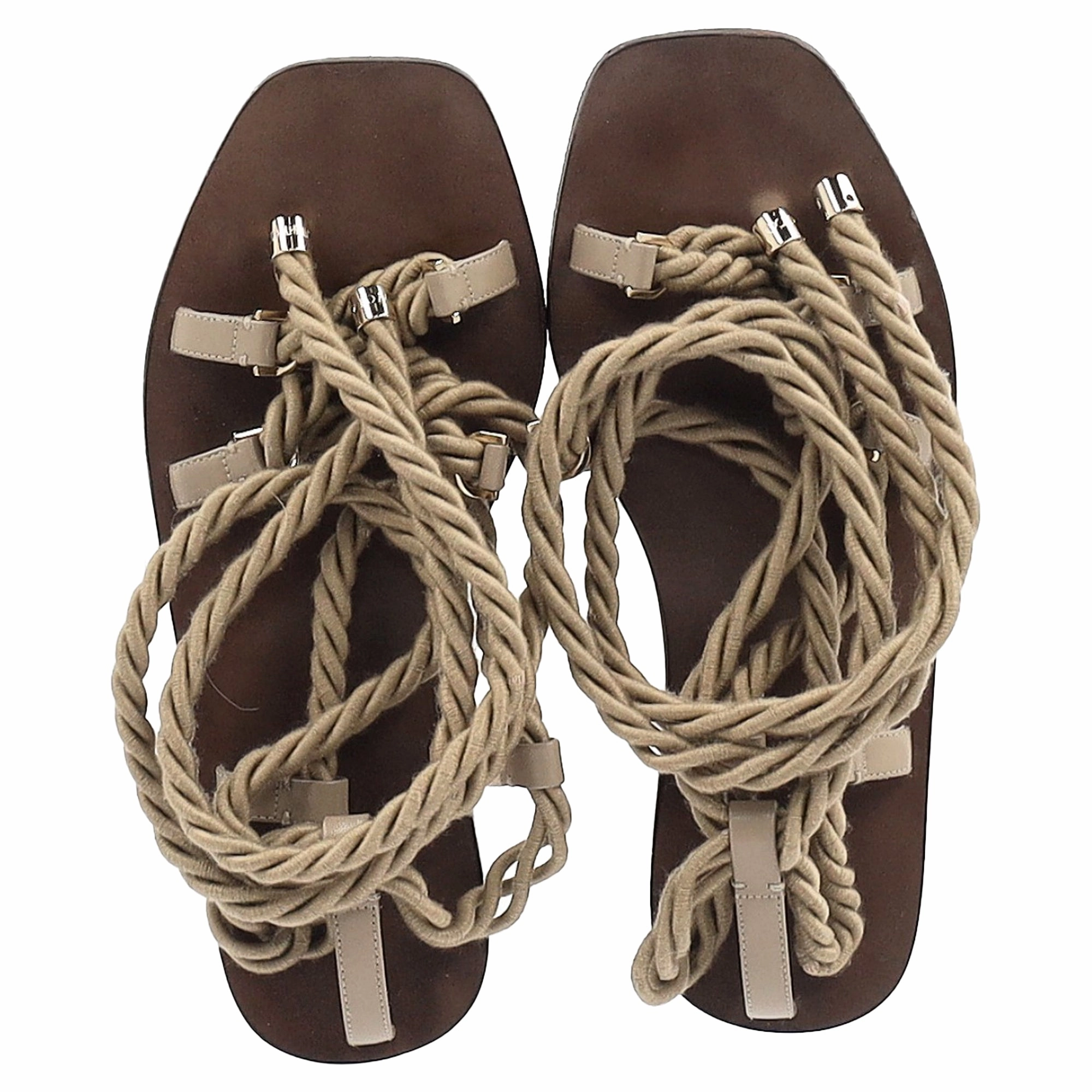 Jimmy Choo Aziza Rope Sandals in Beige Rope and Leather