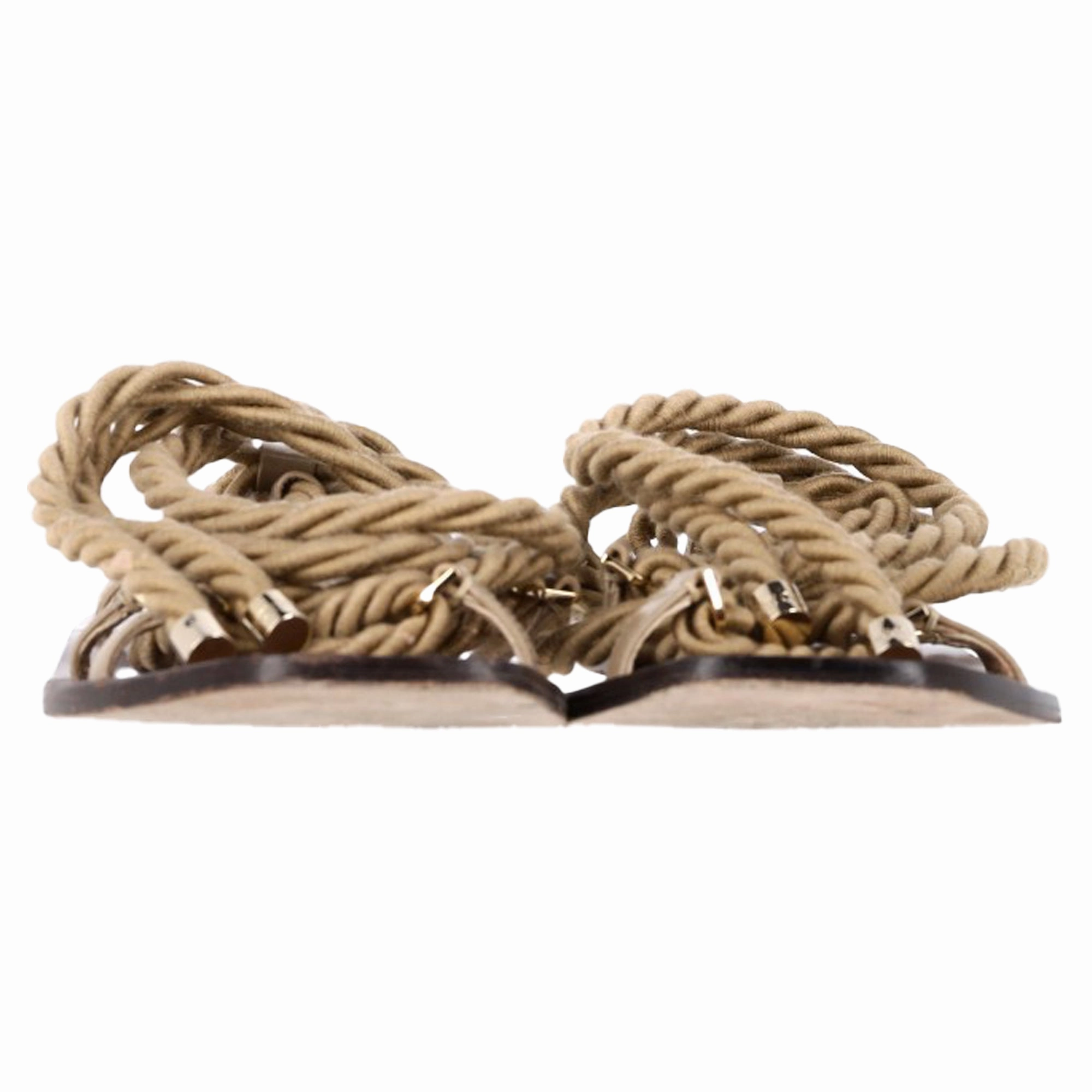 Jimmy Choo Aziza Rope Sandals in Beige Rope and Leather