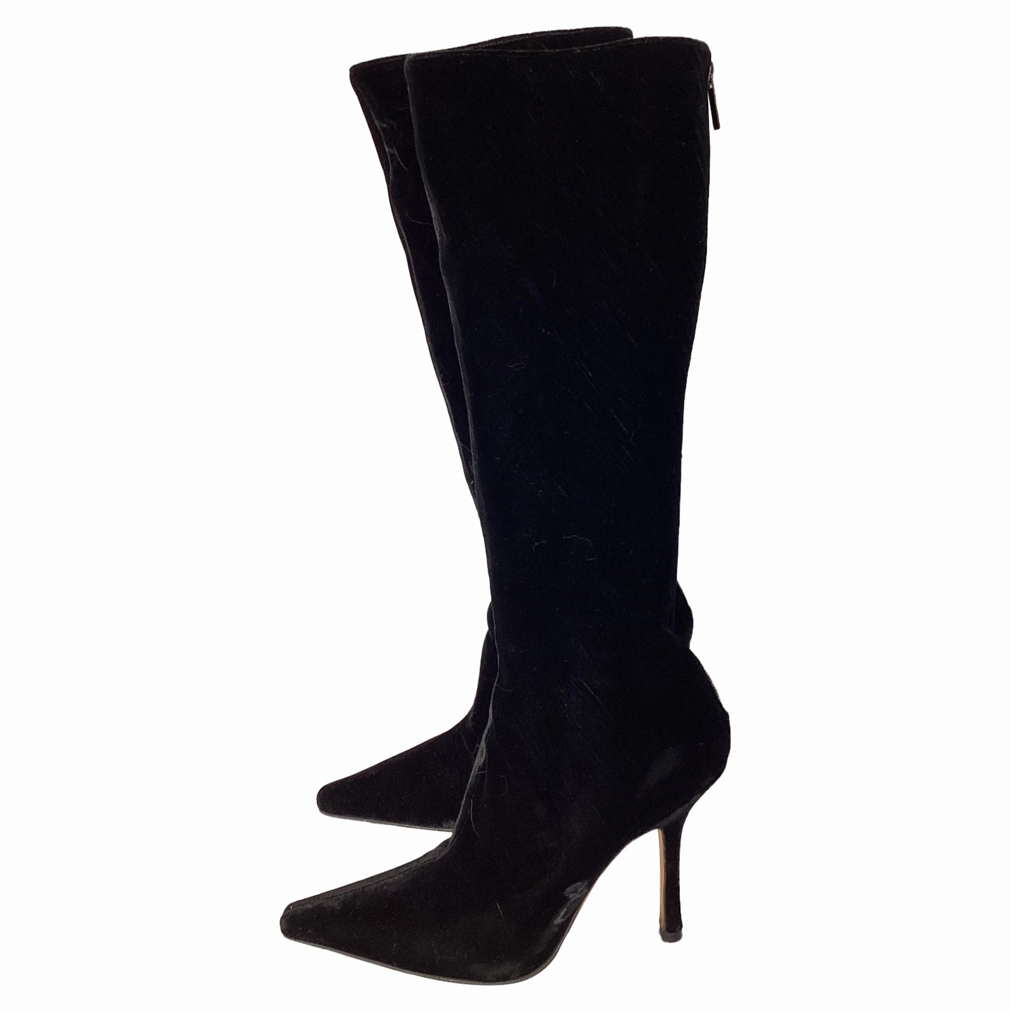 Jimmy Choo Knee-High Boots in Black Velvet