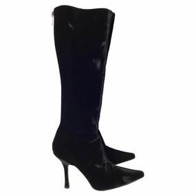 Jimmy Choo Knee-High Boots in Black Velvet Discount Boots for Women