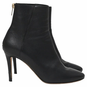 Jimmy Choo Pointed Toe High-Heeled Ankle Boots in Black Calfskin Leather Womens Boots clearance deals
