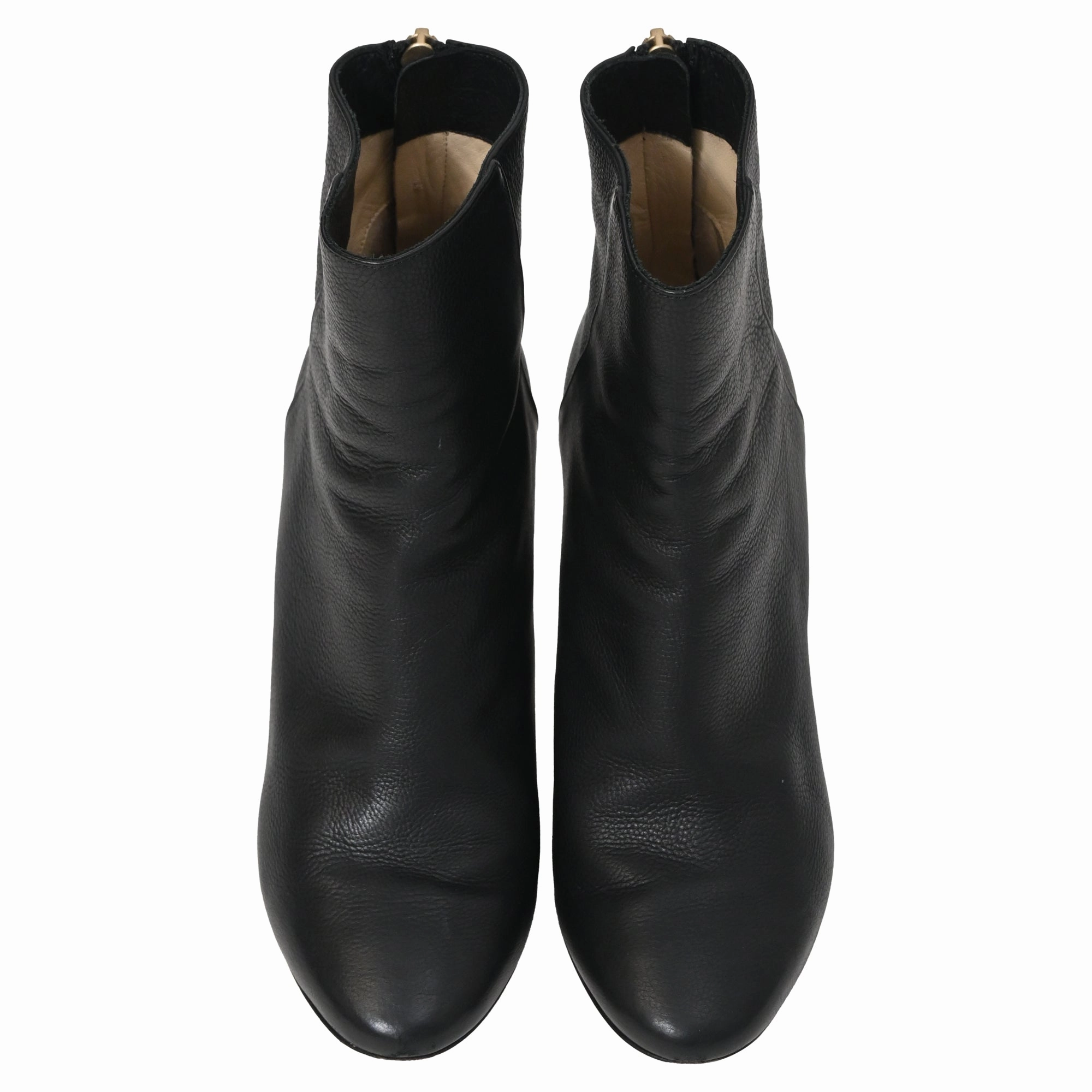 Jimmy Choo Pointed Toe High-Heeled Ankle Boots in Black Calfskin Leather