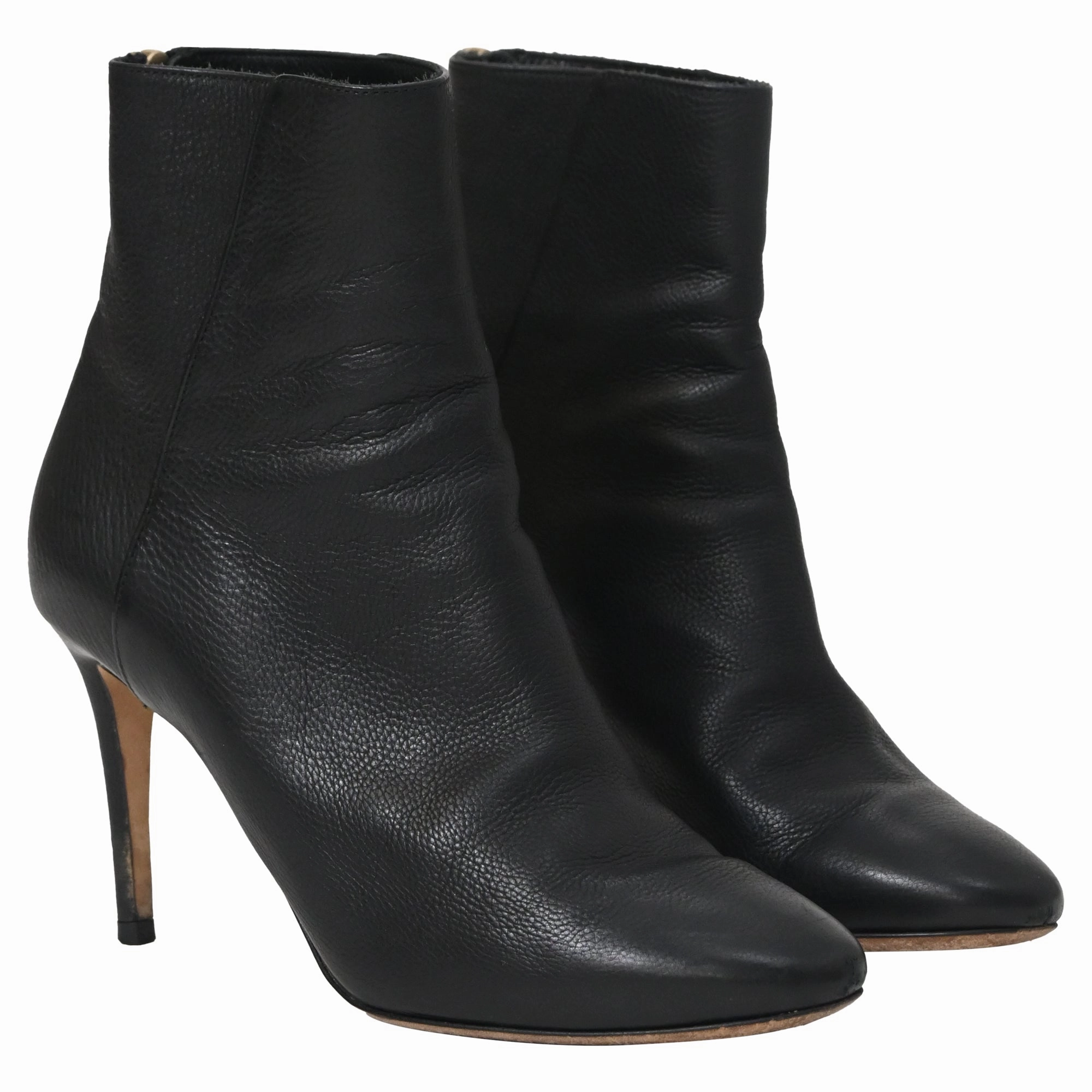 Jimmy Choo Pointed Toe High-Heeled Ankle Boots in Black Calfskin Leather