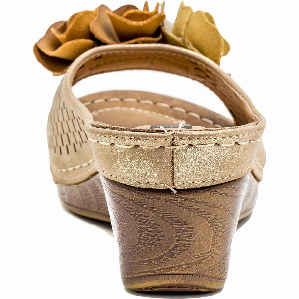 Juliet Womens Faux-Leather Perforated Wedge Sandals