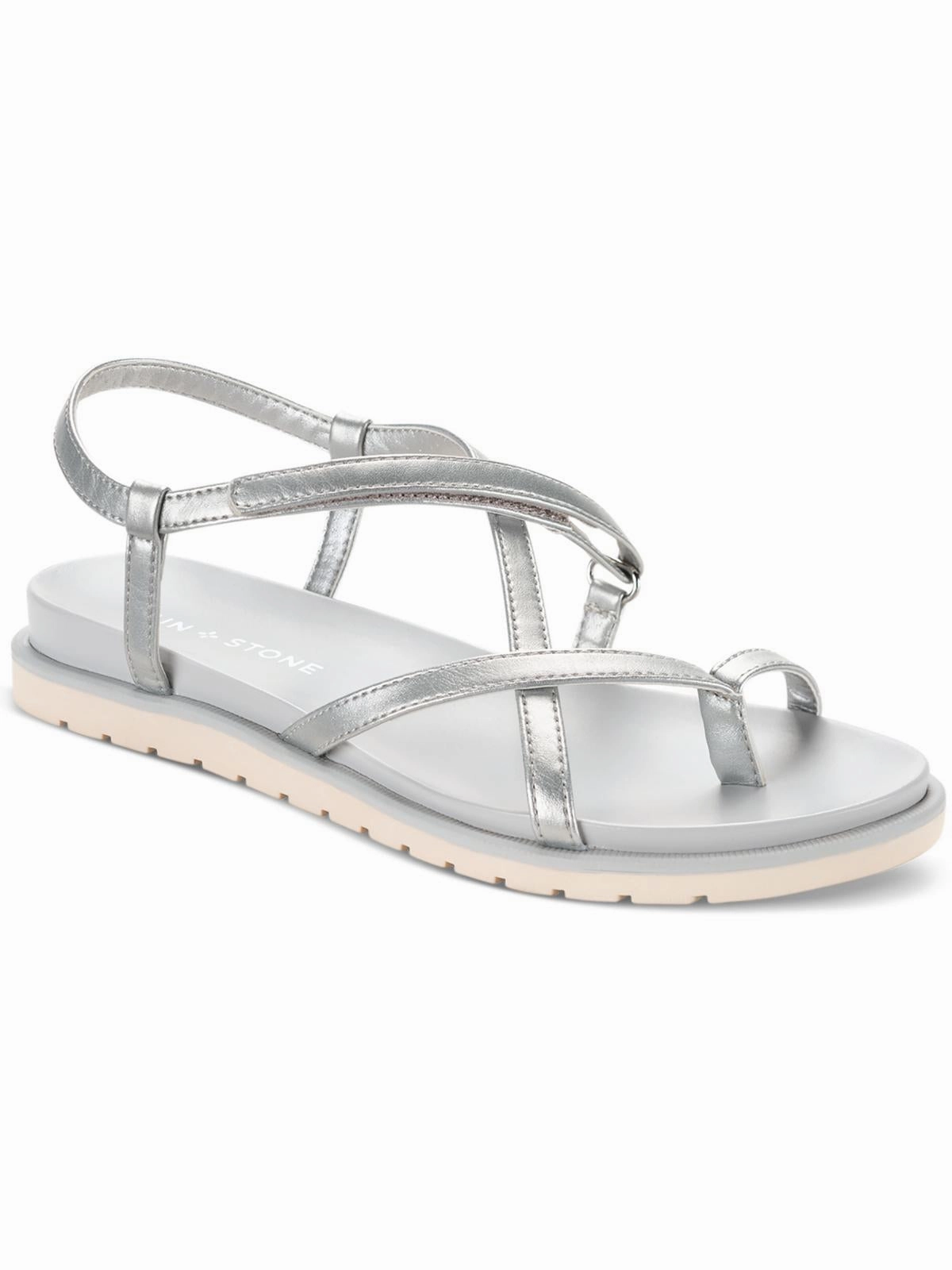 Juune Womens Faux Leather Toe-Post Slingback Sandals Lightweight Womens Sandals discount