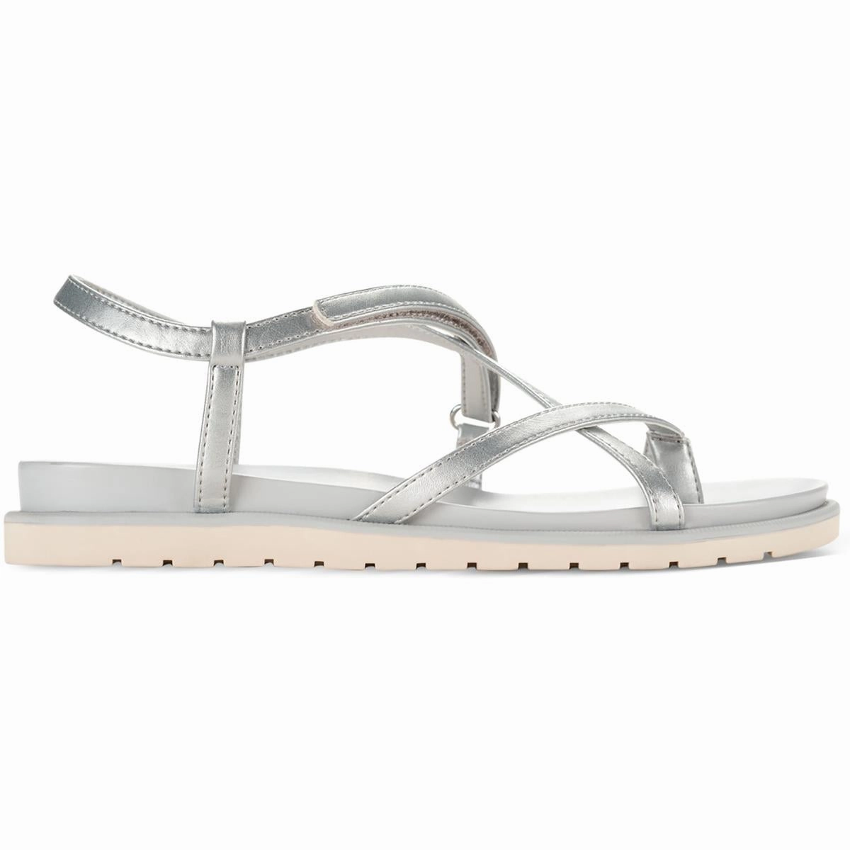 Juune Womens Faux Leather Toe-Post Slingback Sandals