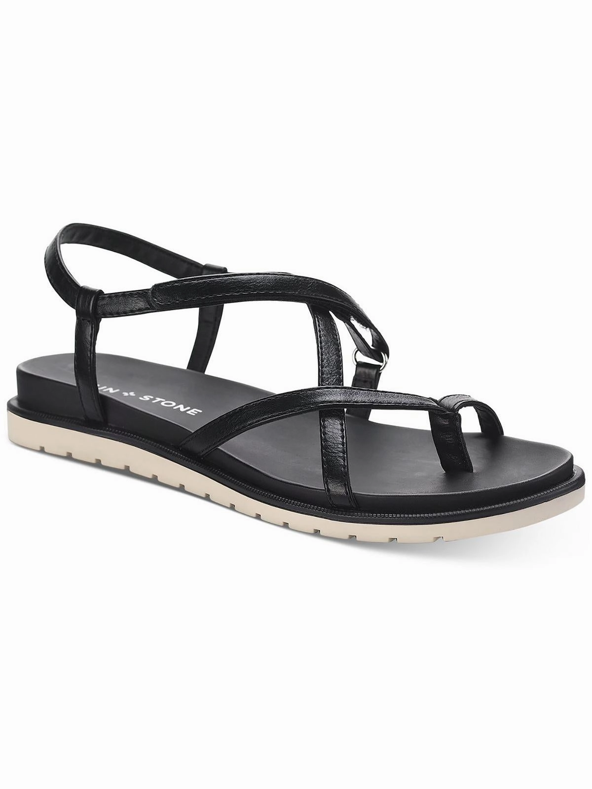 Juune Womens Faux Leather Toe-Post Slingback Sandals