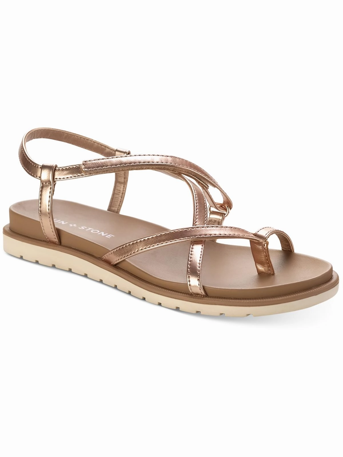 Juune Womens Faux Leather Toe-Post Slingback Sandals