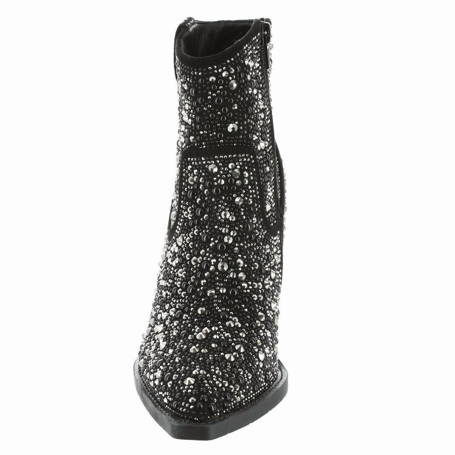 Kady Pearl Rhinestone Booties In Black