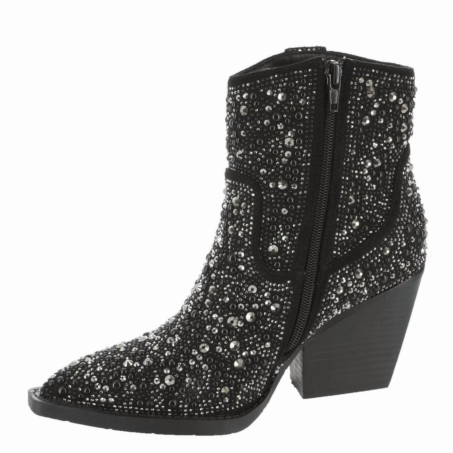 Kady Pearl Rhinestone Booties In Black