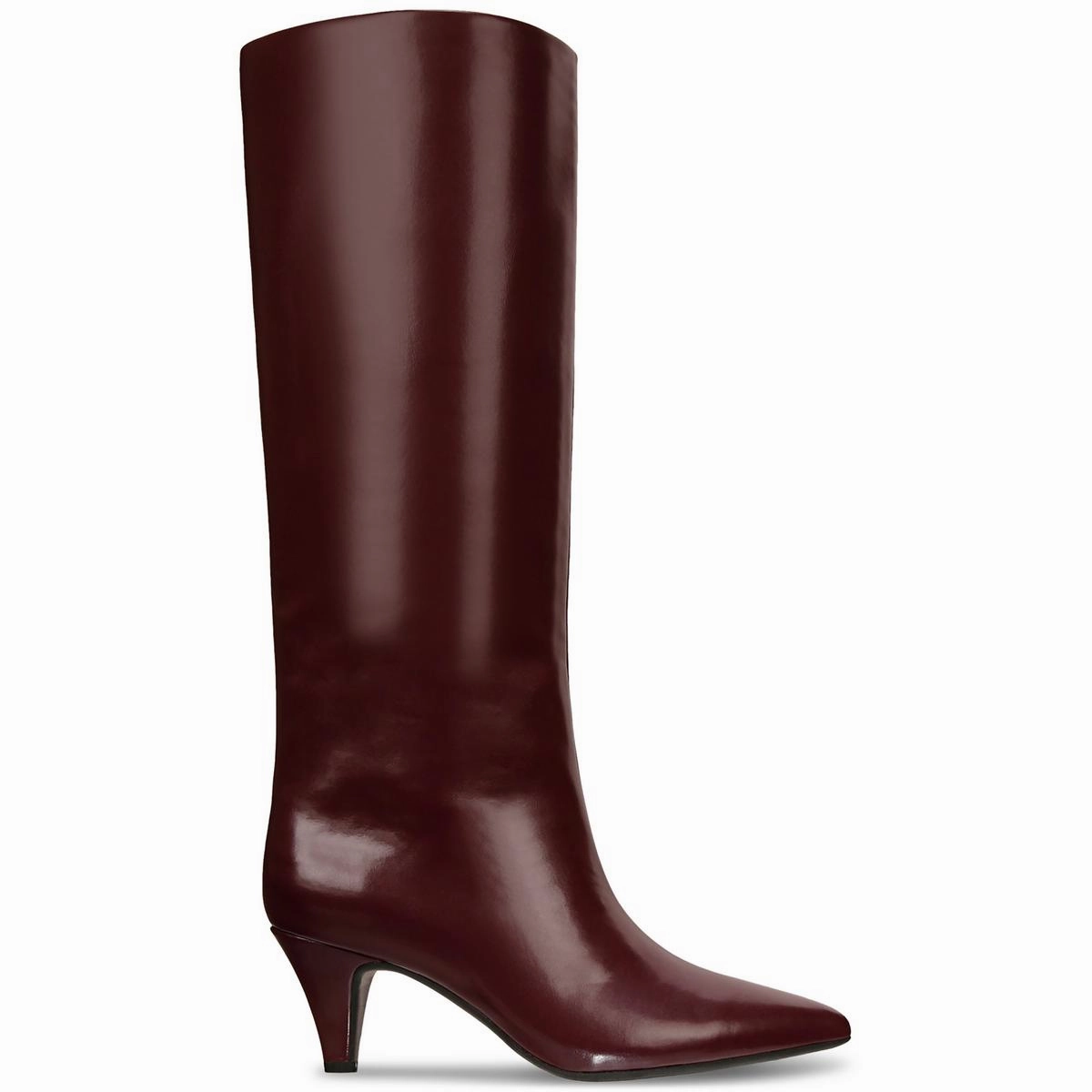 KAIAA Womens Faux Leather Kitten Heel Knee-High Boots