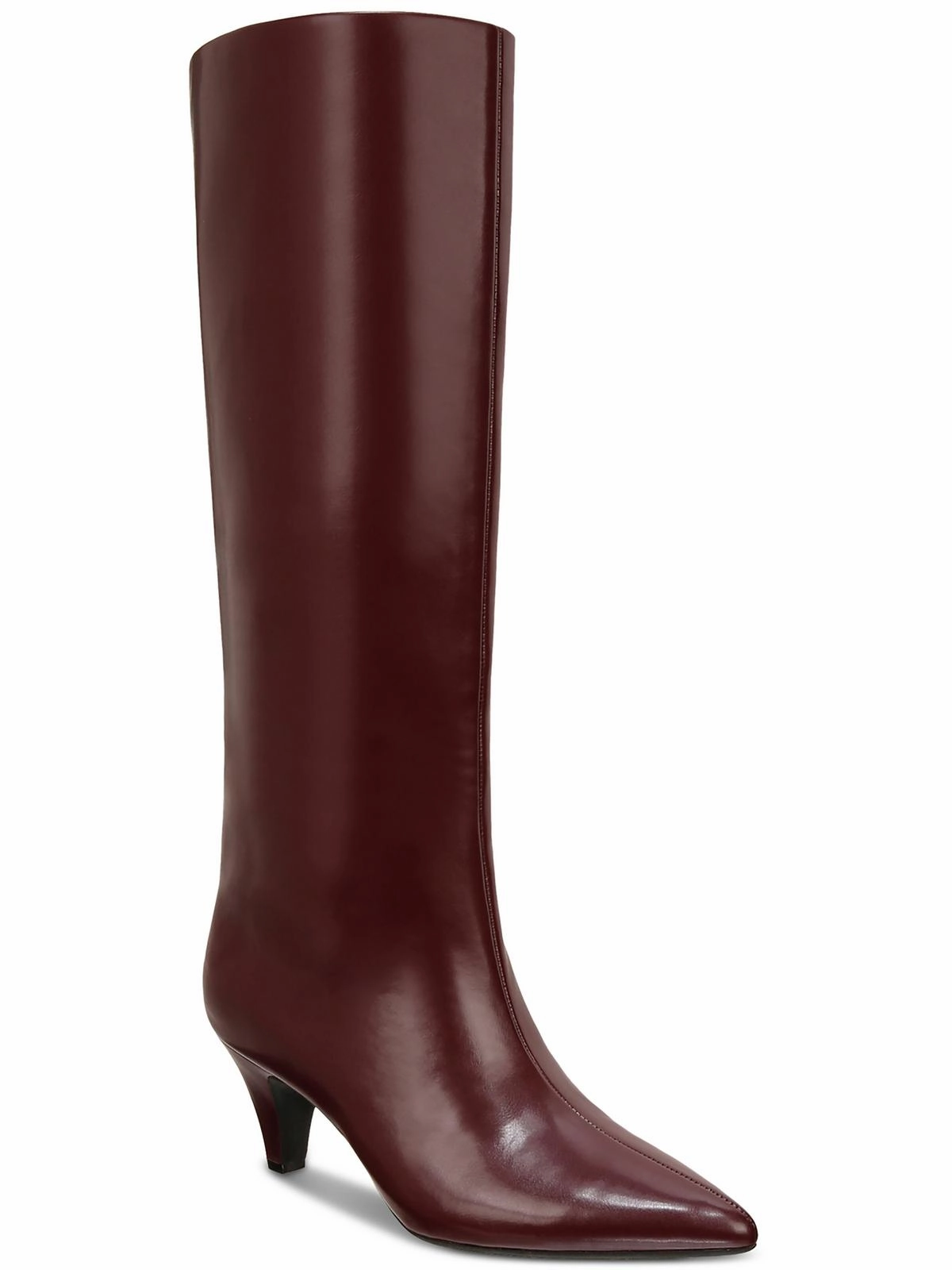 KAIAA Womens Faux Leather Kitten Heel Knee-High Boots Womens Casual Boots clearance