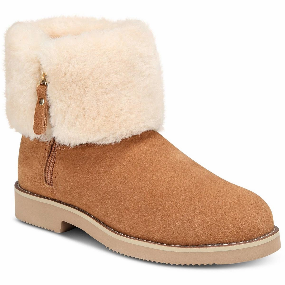 Kalliees Womens Suede Faux Fur Ankle Boots