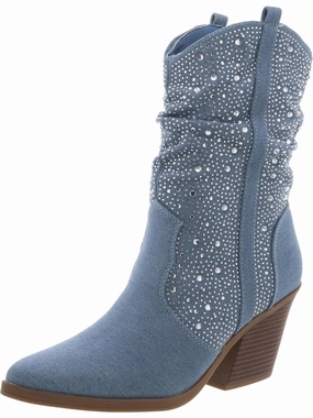 KASSANDRA 2 Womens Jeweled Pointed Toe Cowboy, Western Boots Womens Winter Boots promo deal