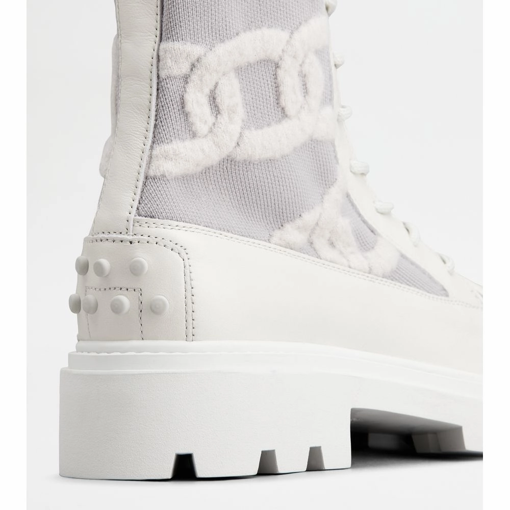 Kate Combat Boots in Fabric and Leather