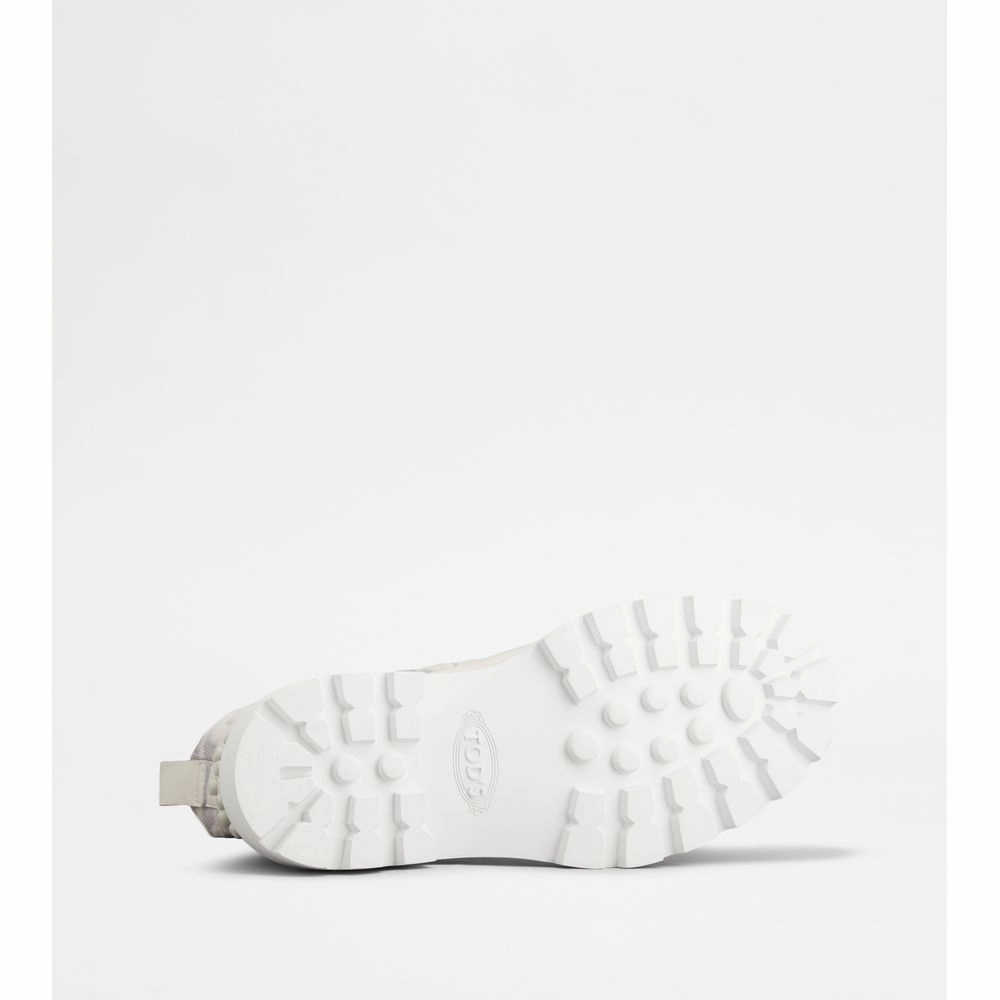 Kate Combat Boots in Fabric and Leather