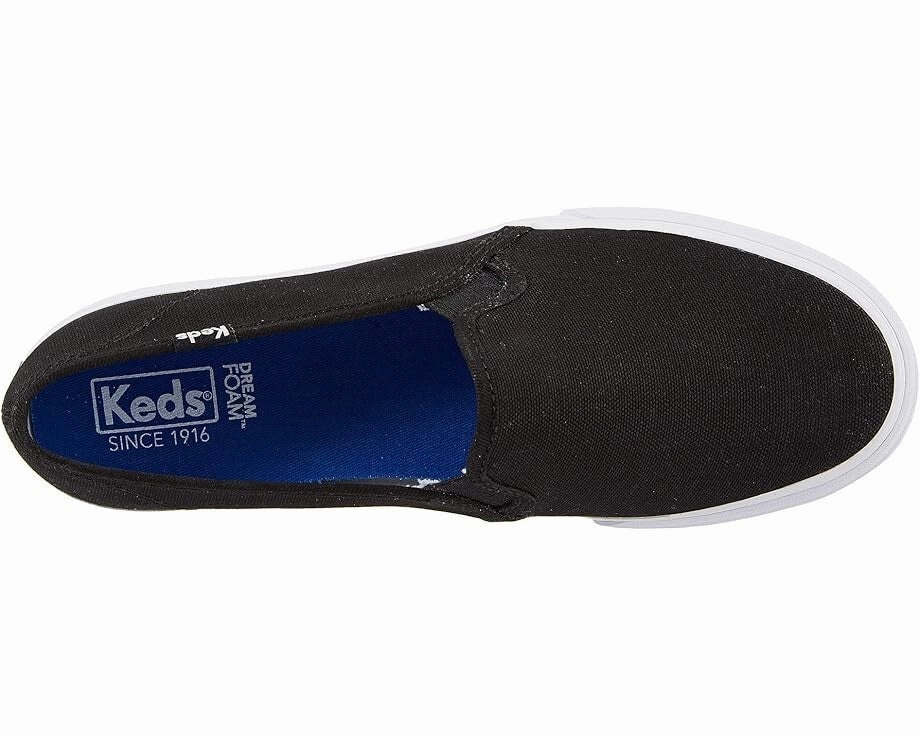 Keds Double Decker WF63480 Sneakers Women 9 Black Canvas Slip On Shoes KHD2608 (Black,9)