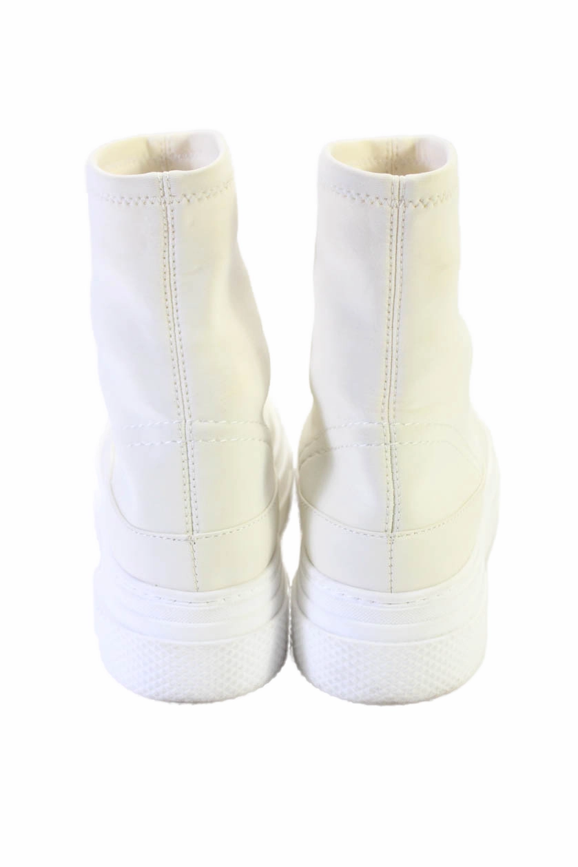 Khaite Women's Round Toe Pull-On Platform  High Top Sneakers Cream