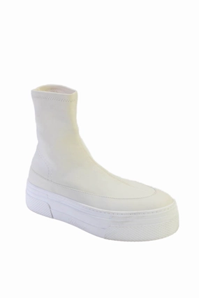 Khaite Women's Round Toe Pull-On Platform  High Top Sneakers Cream Athletic Shoes for Women discount
