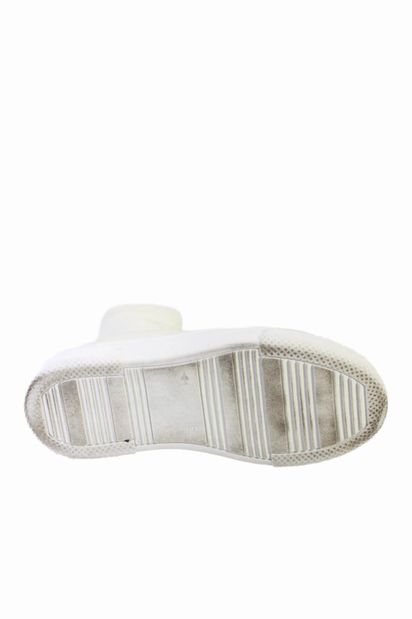 Khaite Women's Round Toe Pull-On Platform  High Top Sneakers Cream