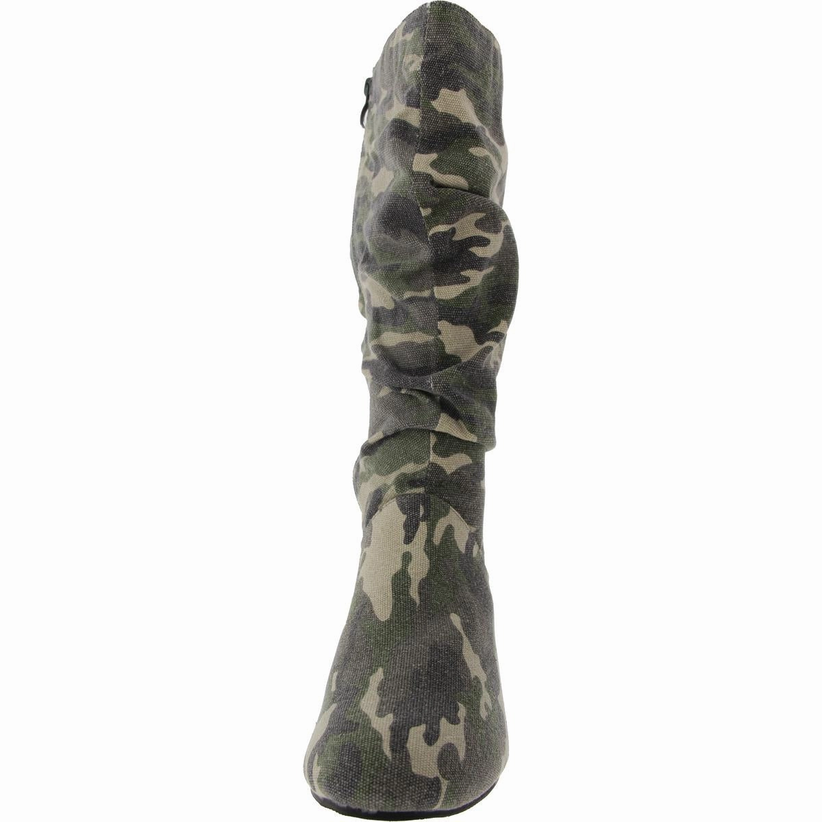 Khloe Womens Camouflage Canvas Mid-Calf Boots