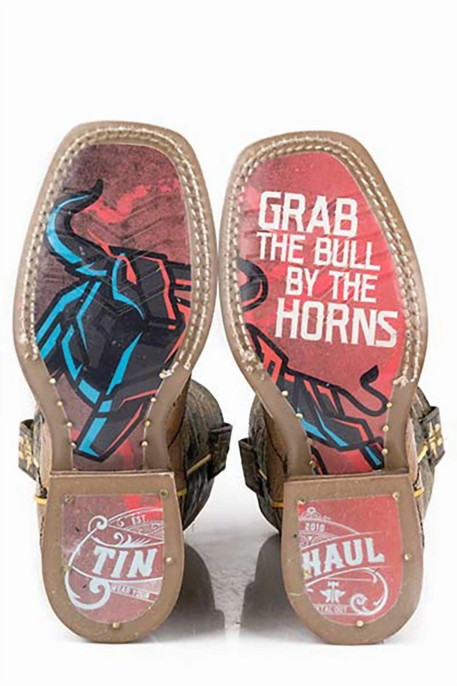 Kid's Bull Horn Sole Boot In Brown