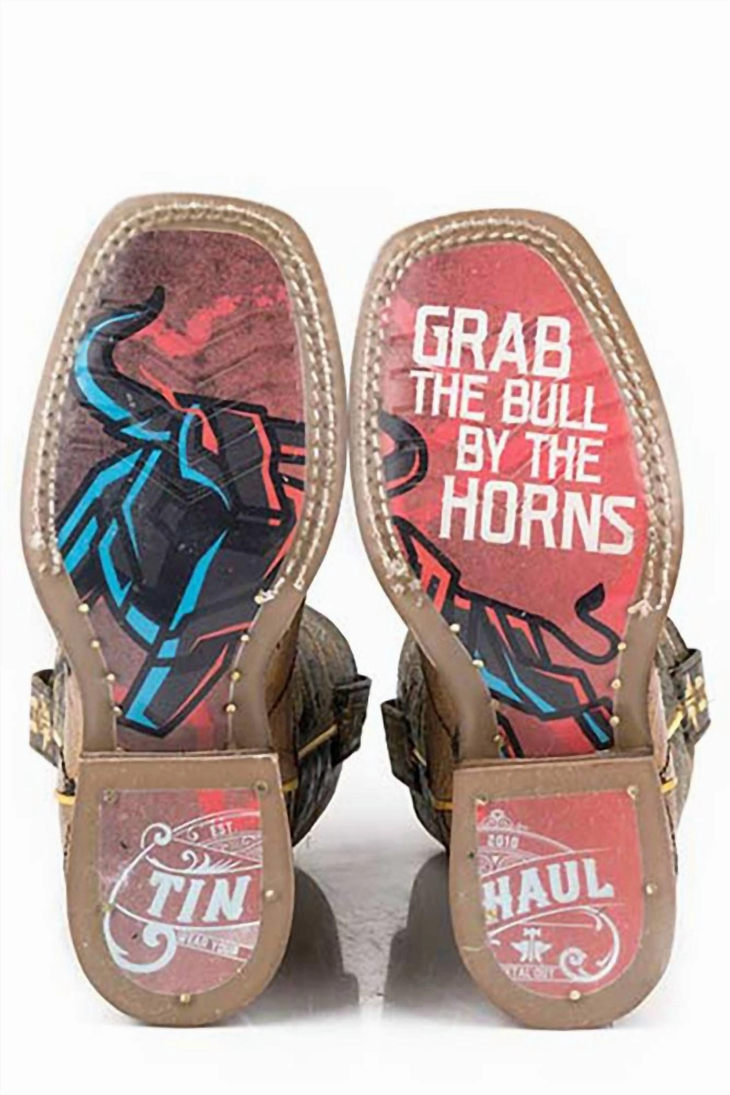 Kid's Bull Horn Sole Boot In Brown