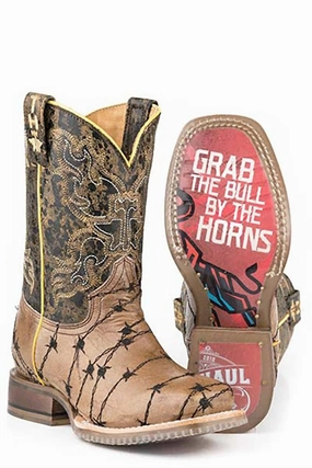 Kid's Bull Horn Sole Boot In Brown Boys Boots online deals
