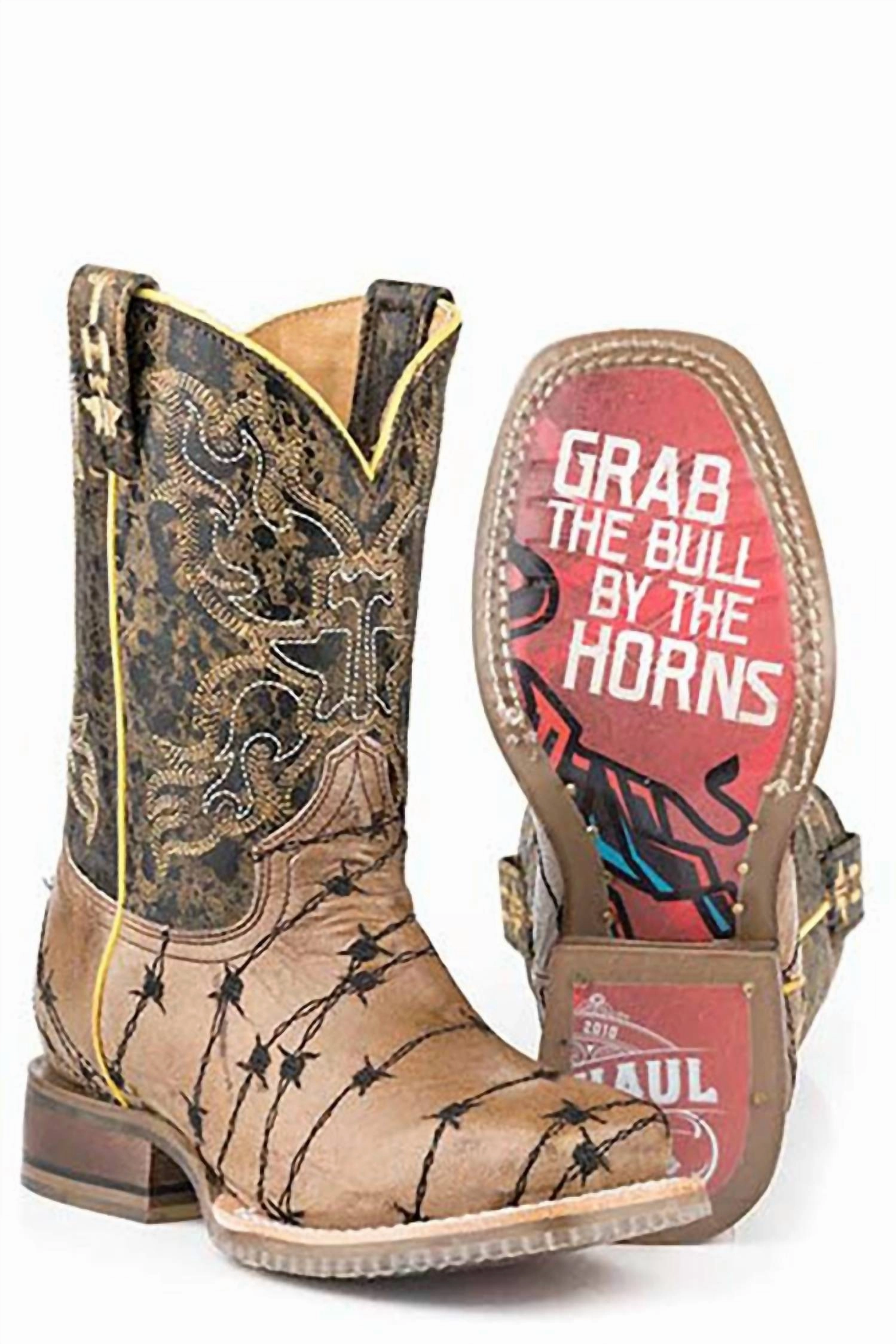Kid's Bull Horn Sole Boot In Brown Boys Shoes cheap deals