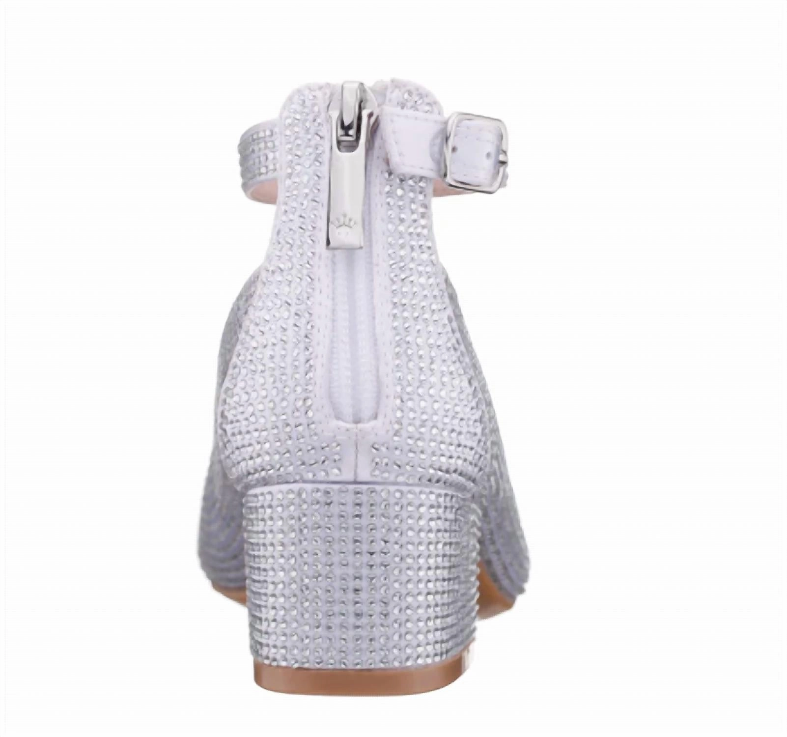 Kid's Lennie Heels In White Shimmer