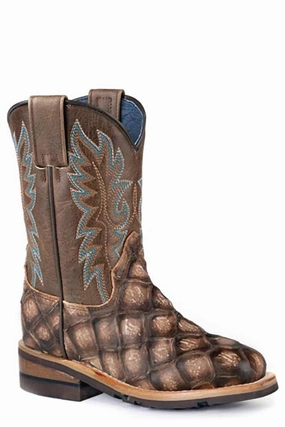 Kids River Pirarucu Fish Print Boot In Brown Boys Boots online deals
