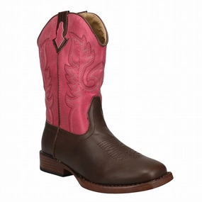 Kids Texsis Boots In Brown/pink Stylish Girls Shoes outlet