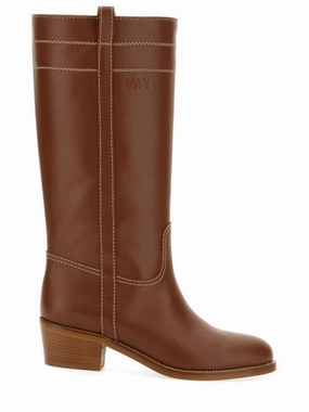 Knee-High Brown Calf Leather Boots Discount Stylish Womens Boots