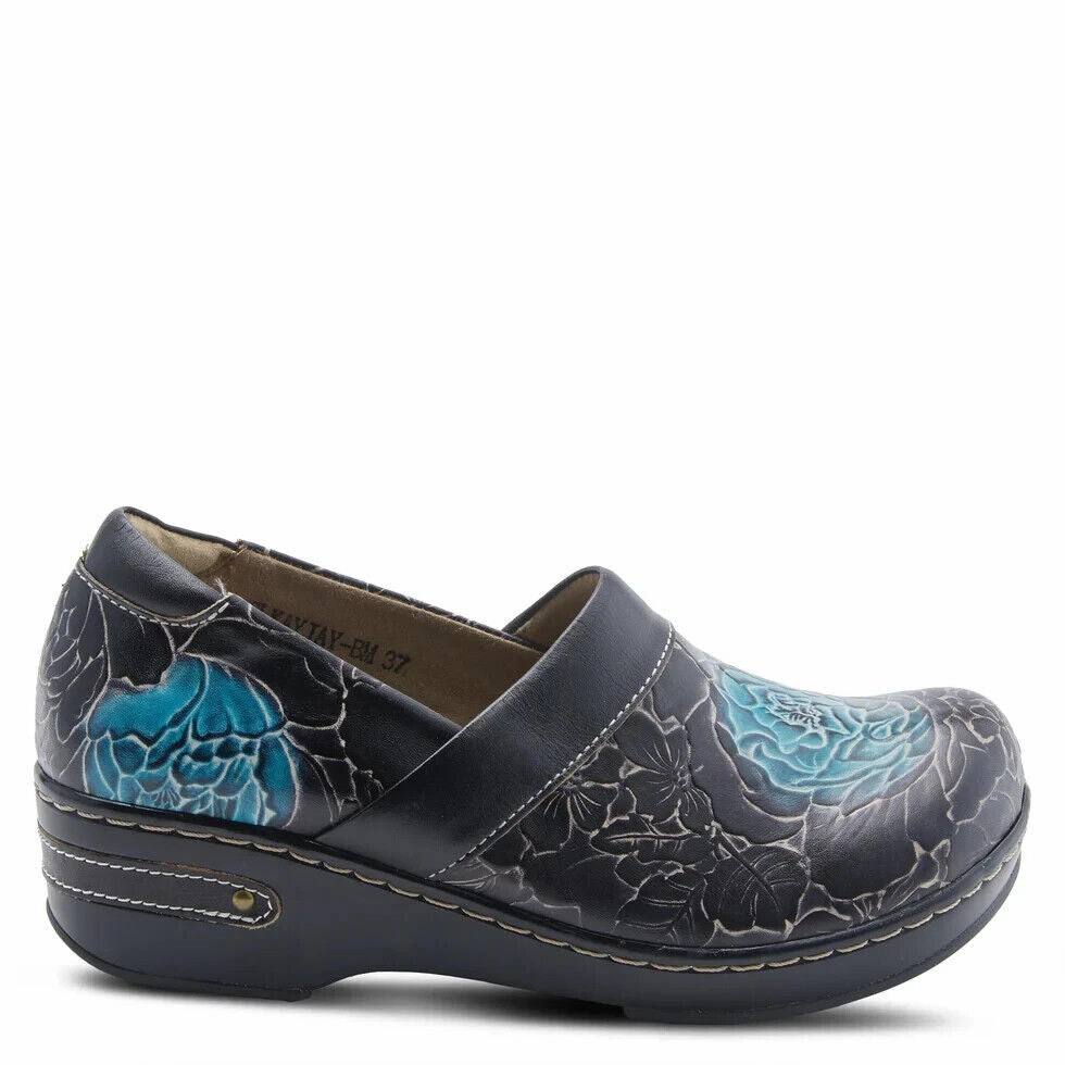 L'artiste By Spring Step Elkayjay Clogs Women's EURO 35 Black Multi Shoes KHD531
