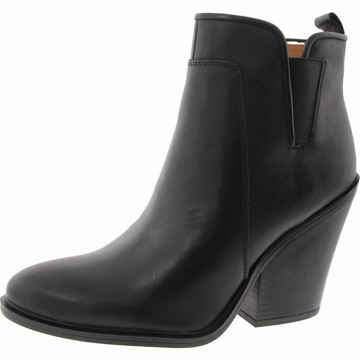 L-Gamble Womens Block Heel Leather Booties High-quality Womens Boots discount