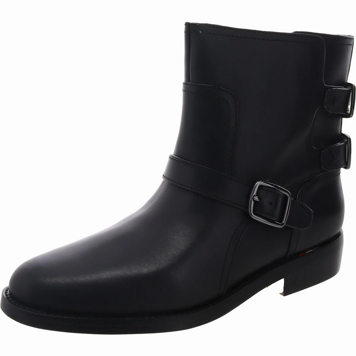 L-PRINA Womens Buckle Leather Ankle Boots Cheap Womens Boots for winter