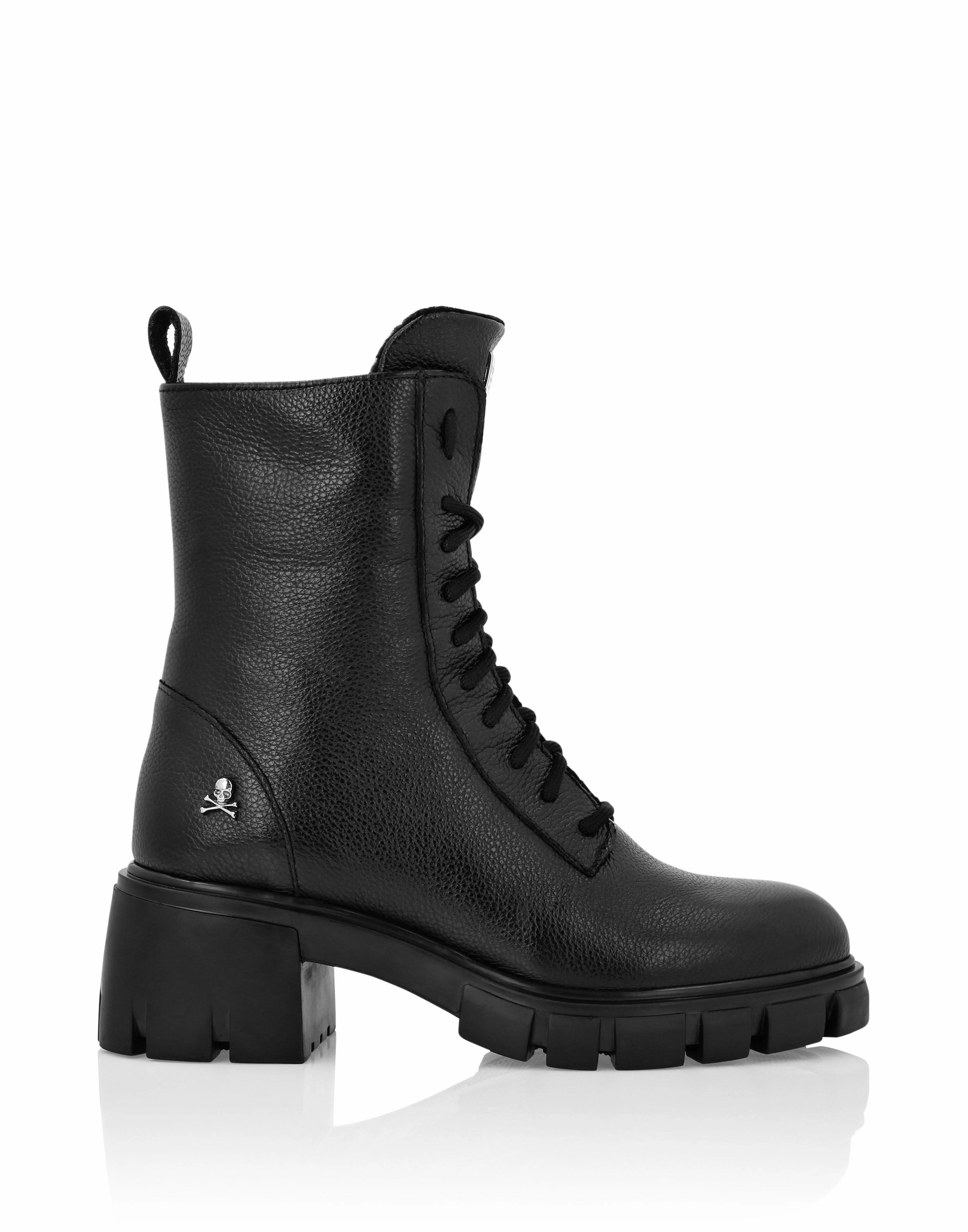 Leather Low Flat Boots