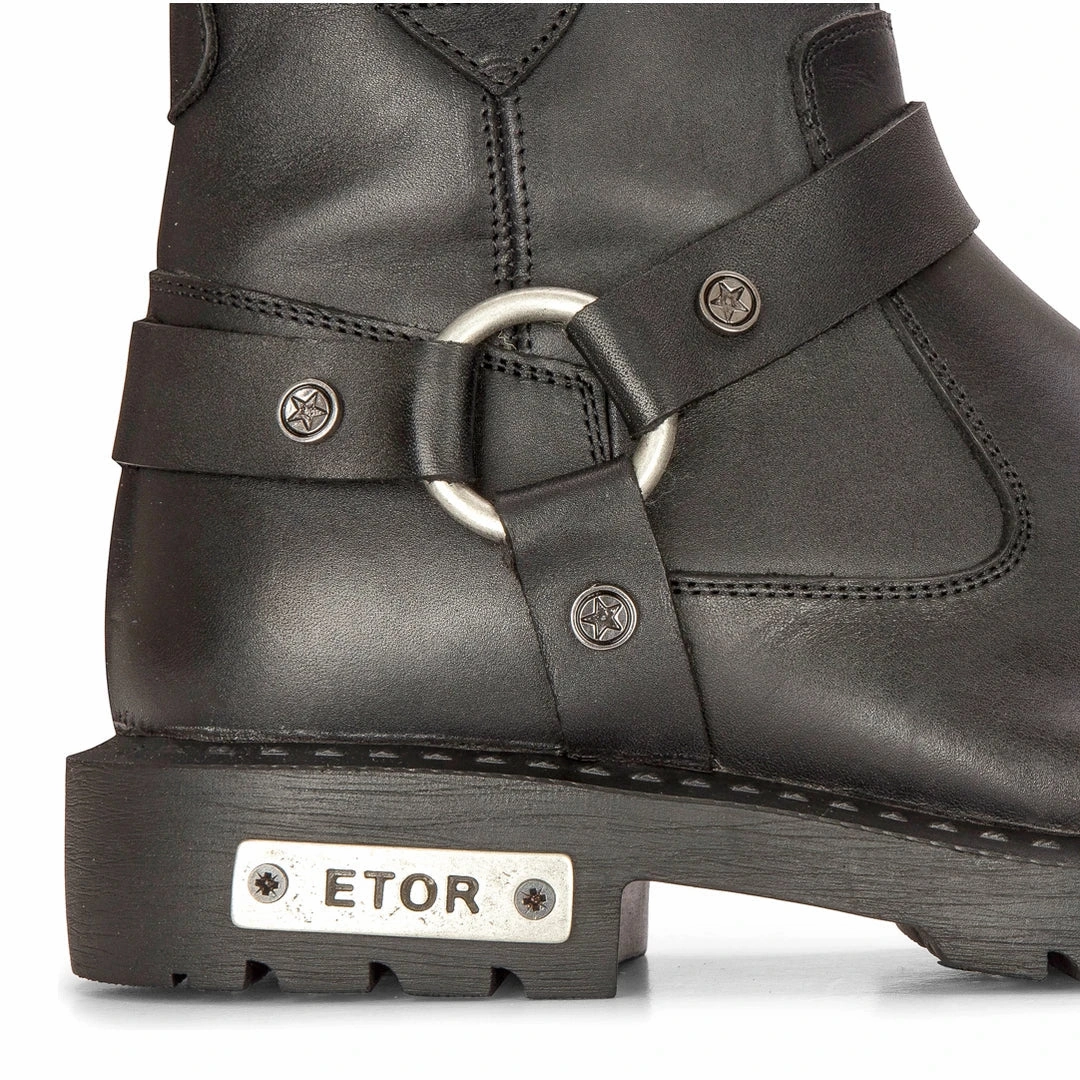 Leather Motorcycle Metal Toe Ankle Boots