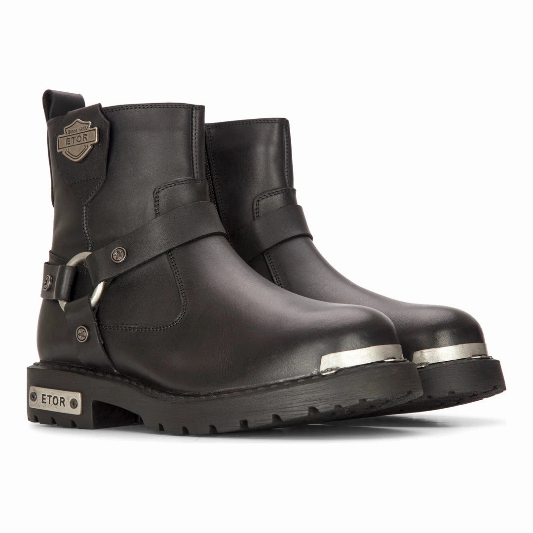 Leather Motorcycle Metal Toe Ankle Boots