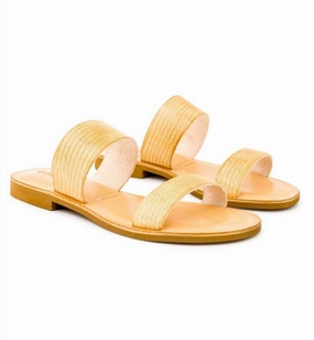 Leather Slide Sandal In Natural Womens Beach Sandals special deal