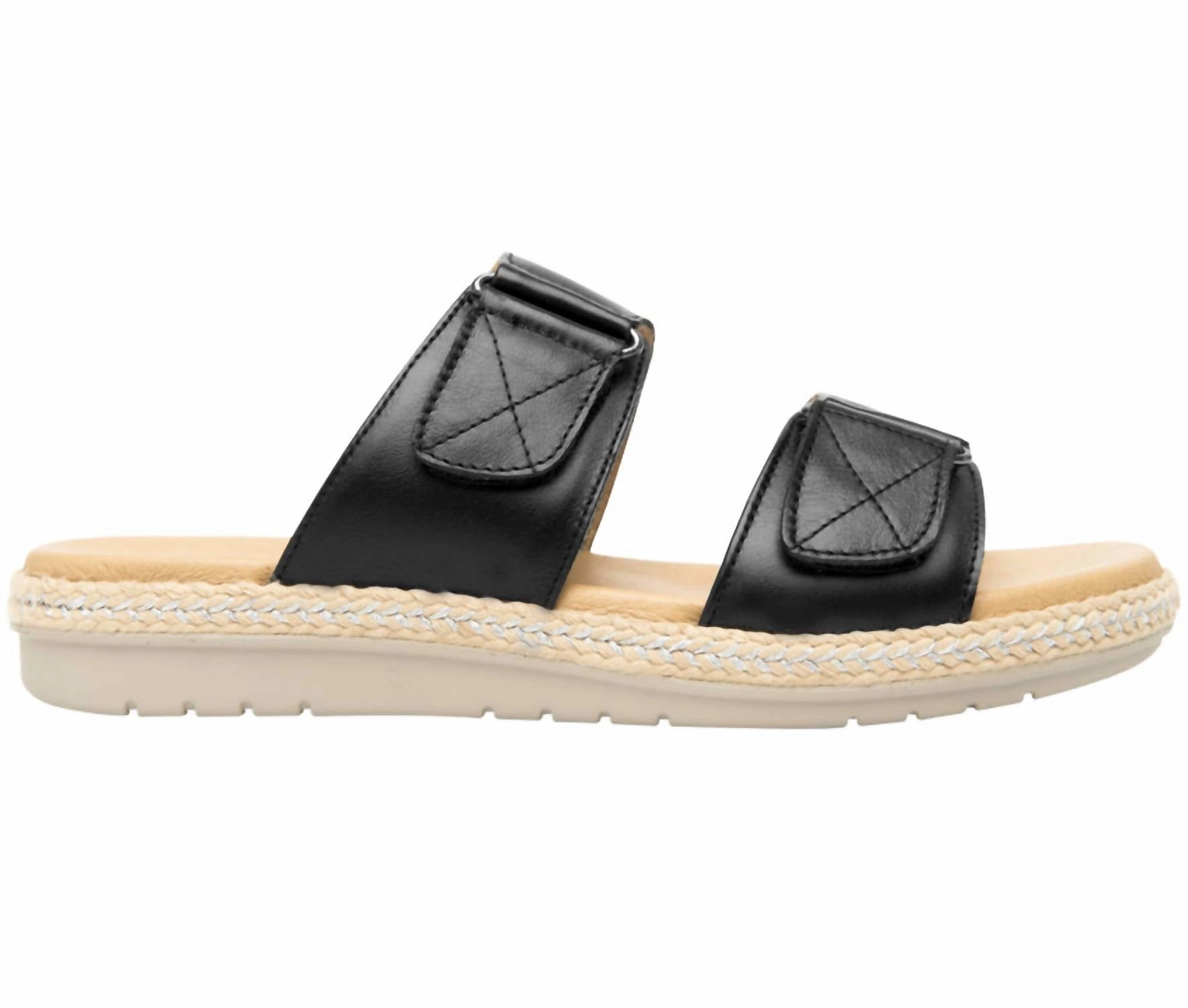 Leather Two-Strap Sandals In Black Fashion Womens Sandals online shop