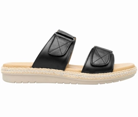 Leather Two-Strap Sandals In Black Fashion Womens Sandals online shop