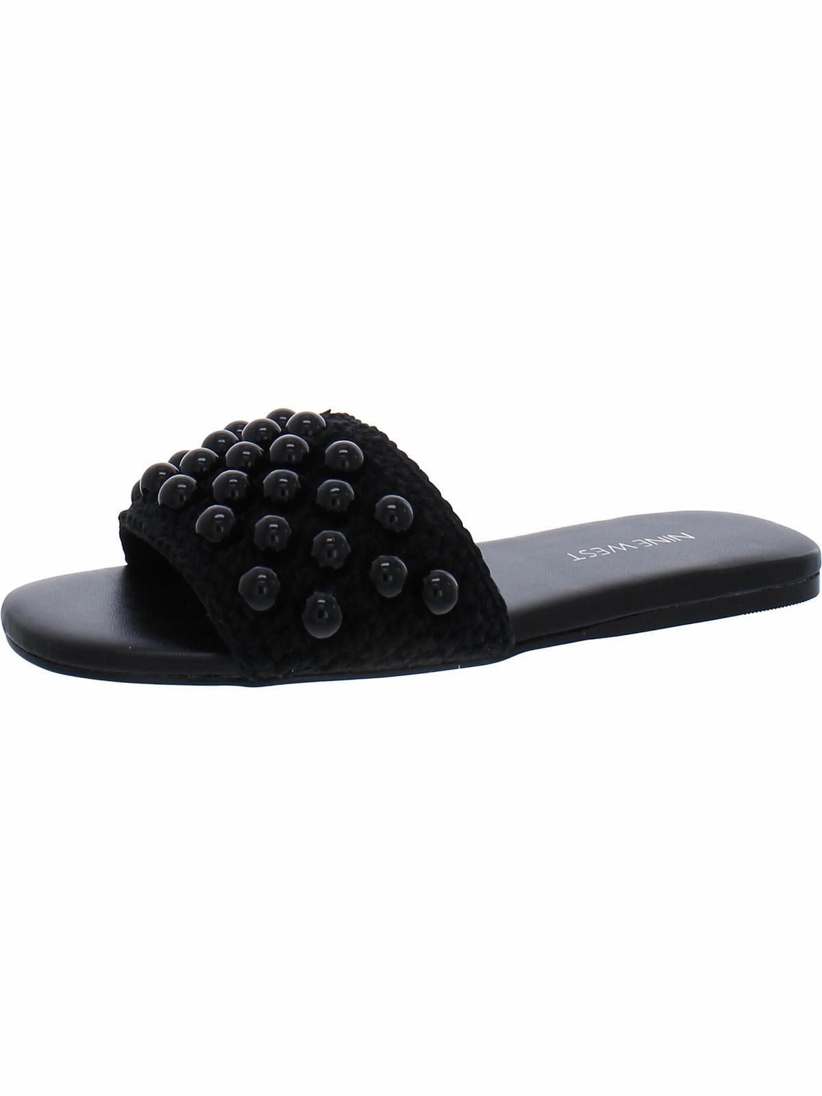 LeeLee Womens Woven Embellished Slide Sandals