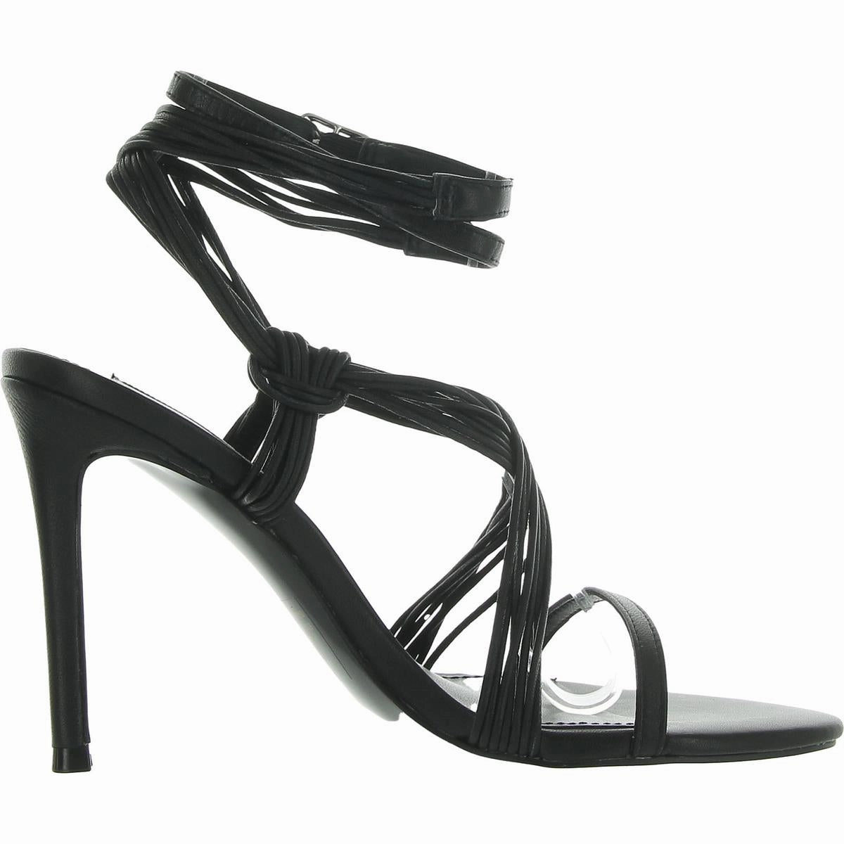 Lele Womens Leather Ankle Wrap Slingback Sandals