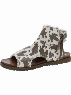 Libra Cow Womens Cow Print Peep-Toe Slingback Sandals Stylish Womens Sandals for less