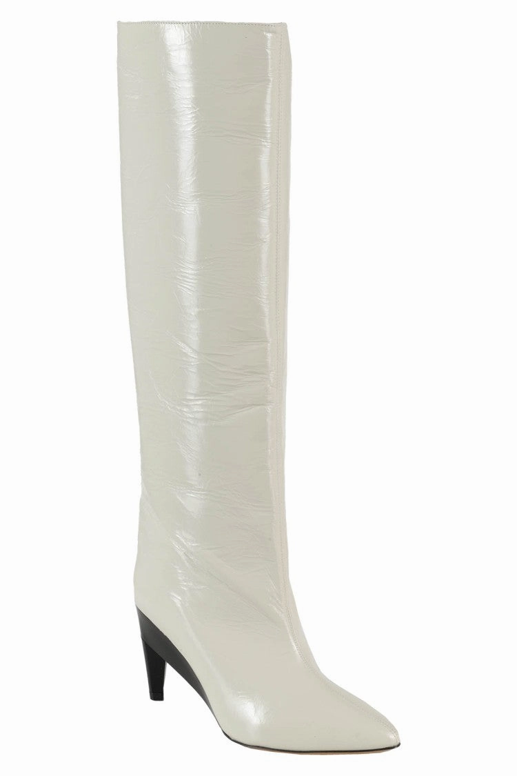 Liesel Thigh-High White Leather Boots