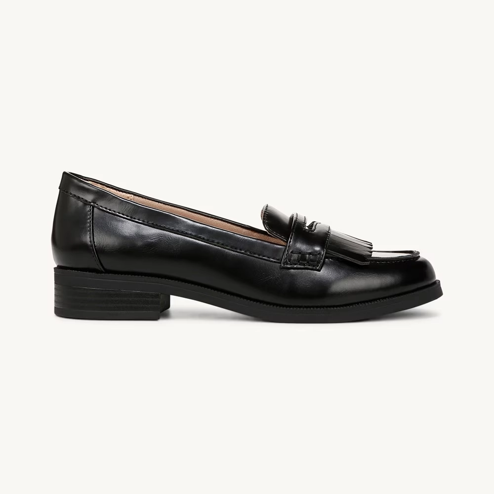 LifeStride Santana Loafers Women's 8 Black Leather Slip-On Casual Shoes ZPO2660