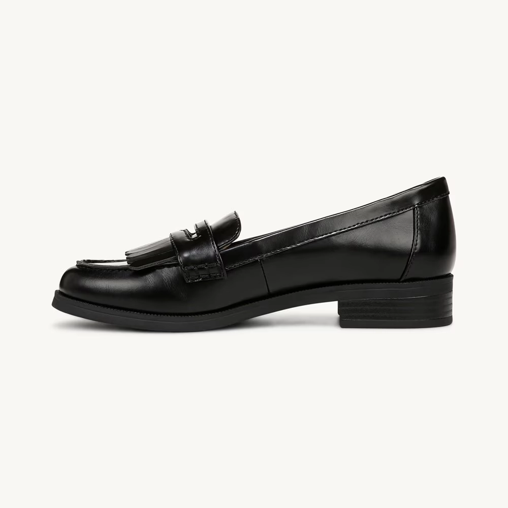 LifeStride Santana Loafers Women's 8 Black Leather Slip-On Casual Shoes ZPO2660